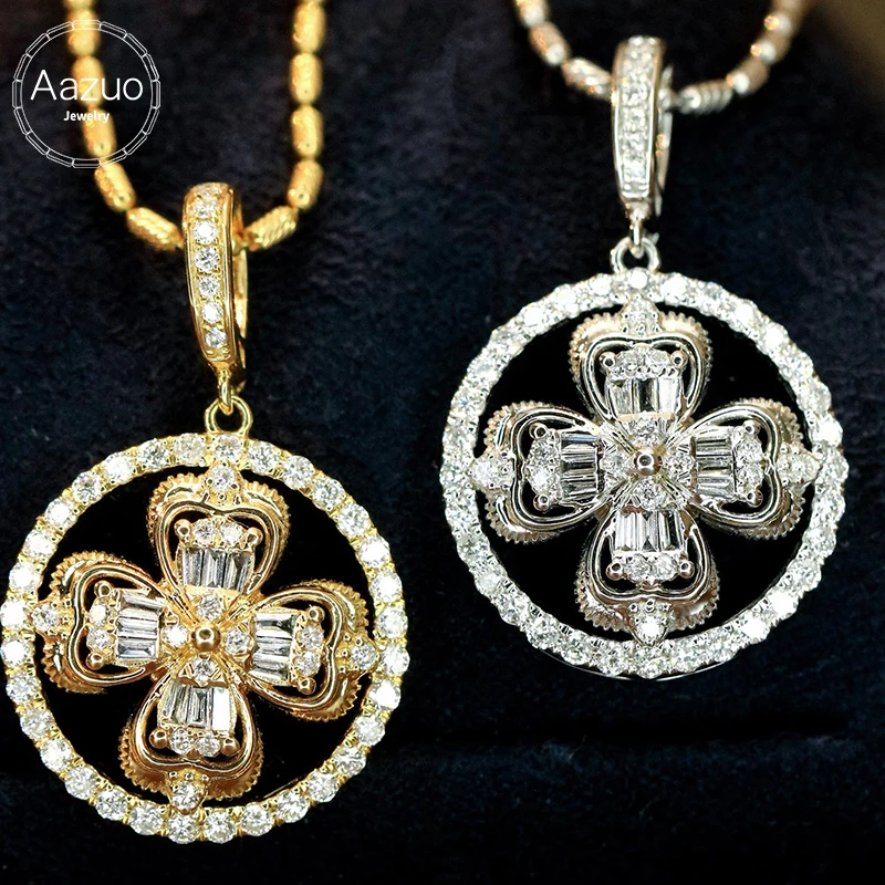 Aazuo 18K Solid White Gold Yellow Gold Diamonds 0.48ct Round Pendent NO Chain For Women And Girls Perfect for Special Occasions