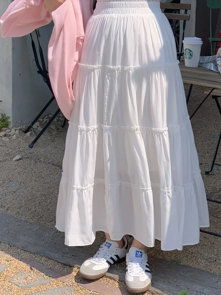 

Женская плиссированная деревянная юбка ain f с эластичной резинкой на талии, свободная расклешенная юбка-зонтик с изображением торта, средняя талия, миди Dr