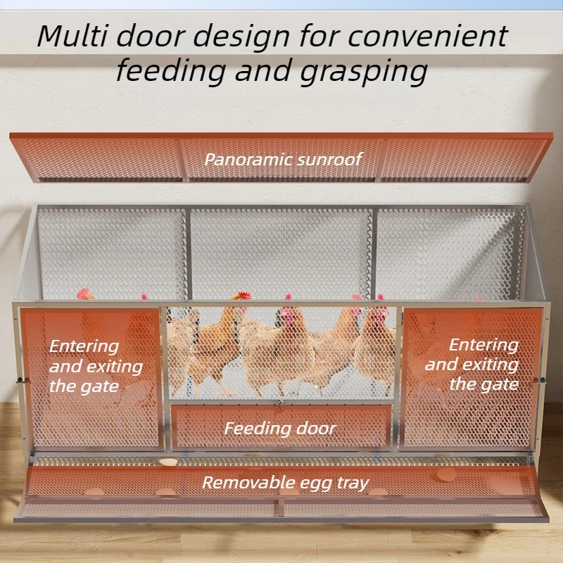 Metal Chicken Cage with Egg Trough Large Outdoor Hens Breeding Cages Household Indoor Balcony Chick Cock Coop Poultry House