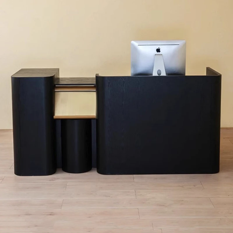 Desain Toko Meja Resepsionis Meja Depan Berbentuk L Meja Resepsionis Mewah Ringan Mewah Checkout Perabot Kantor Scrivania yang Elegan