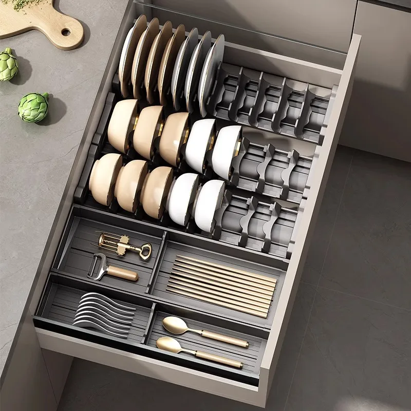 

Kitchen drawer storage partition cabinet built-in grid bowl rack for knives, forks, chopsticks, spoons, tableware storage box