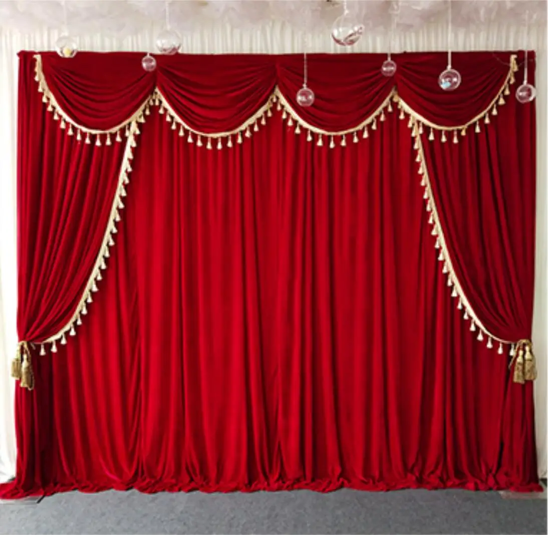 HOT Burgundy Velet Church Wedding Curtain 10X20FT Wedding Bacground Cloth Setting Drapes Decoration for Party