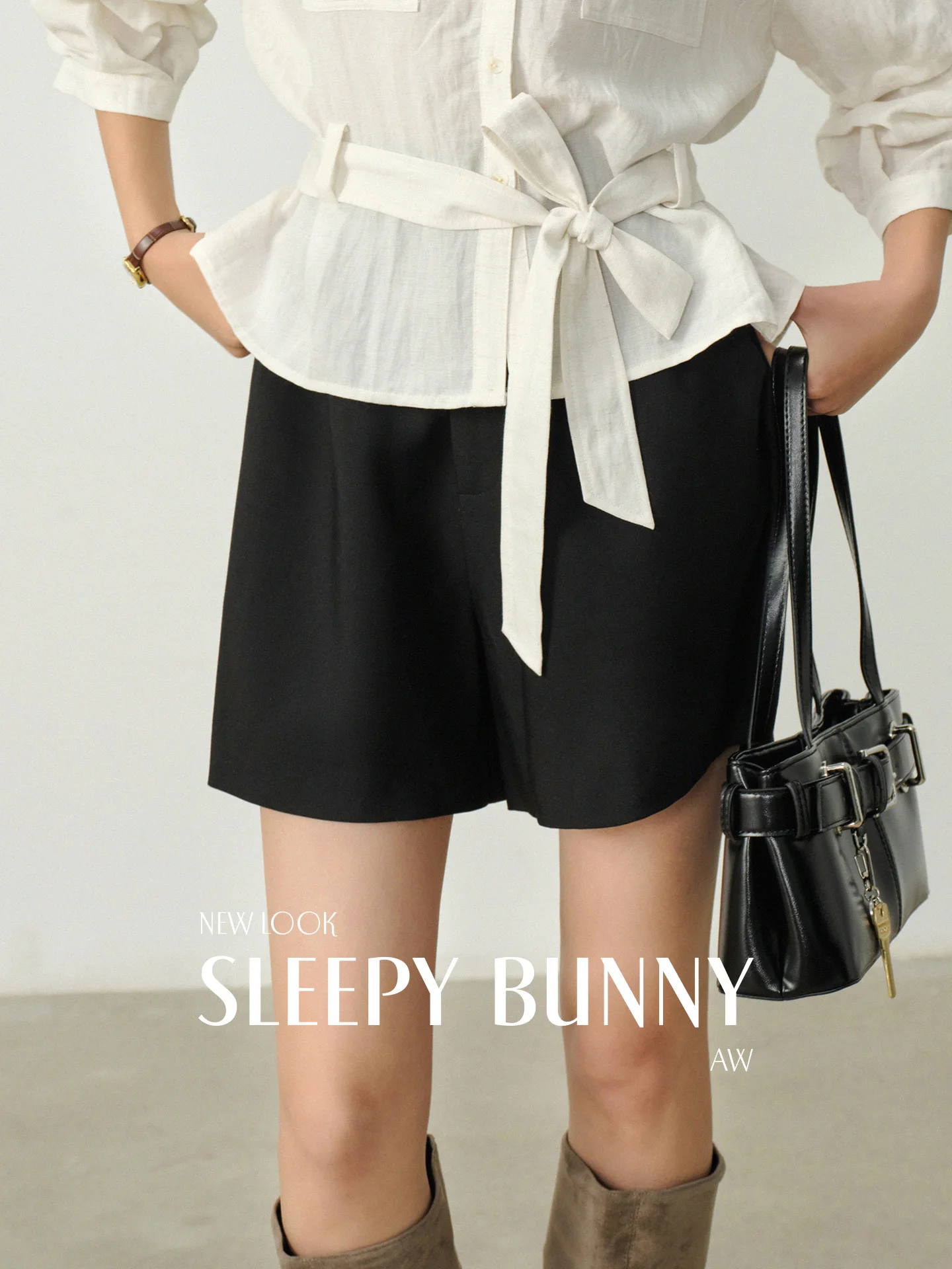 

High Waist Pleated Black Shorts Women Summer Elegant Office Loose Fit Suit Shorts Casual Wide Leg Workwear Paperbag Waist Design