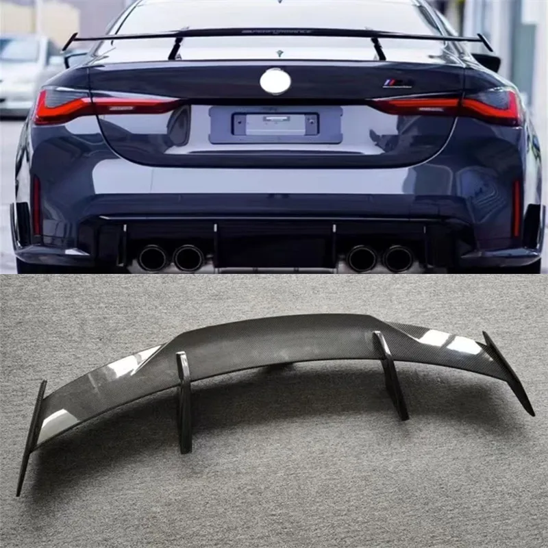 

For BMW M3 M4 G80 G82 2021+Real Dry Carbon Fiber Top Tail Wing Wing Rear Trunk Lip Car Accessories Refit Decoration Spoiler Kit