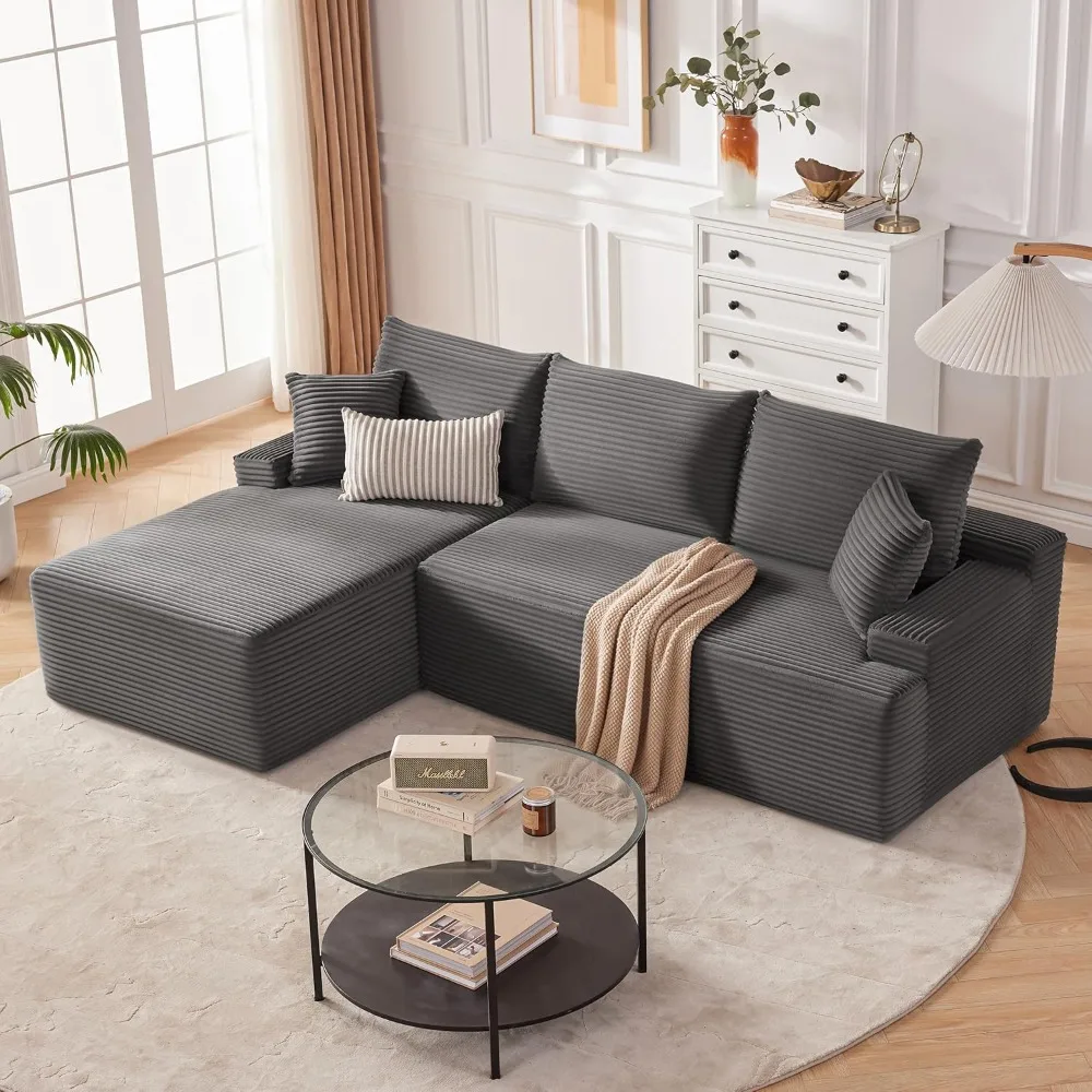 Cloud Sectional Couch, Boneless Sofa for Living Room, Modular Sectional Sofa with Deep Seat, Fluffy Comfy Couch image 6