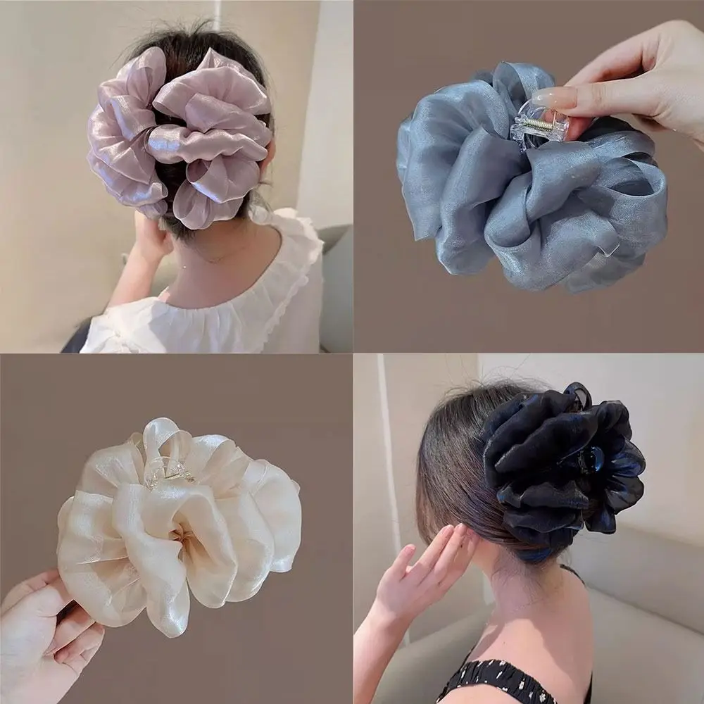 

Hair Accessories Elegant Silk Bubble Shark Clamp Large Size Professional Back of Head Bun Headwear For Female Girl Lady Women