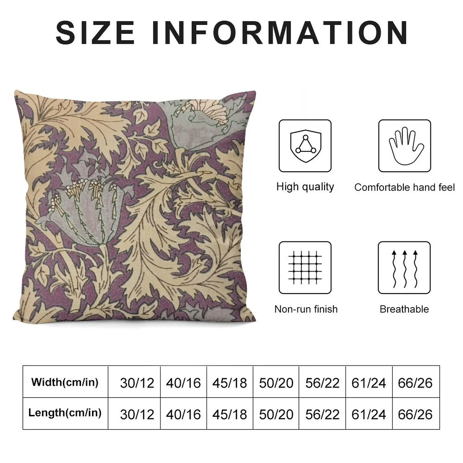 William Morris Cotton Lawn (plum) pattern Throw Pillow Cushion Cover Luxury Sofa Cushions Covers Pillowcases Bed Cushions pillow