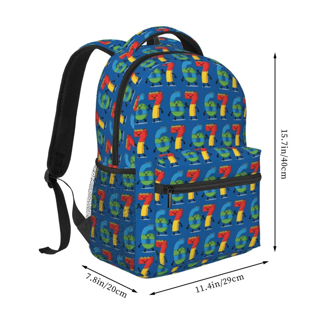 6 7 Joyful Numbers With Blocks Six Seven Backpack Student BookBag Kids School Bag Laptop Shoulder Bags for Men Women