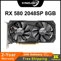 Kinology-tarjeta de Video RX 580 8G 256bit GDDR5 AMD GPU Gamer RX580 Radeon 8GB Mining Gaming Card, 2048SP