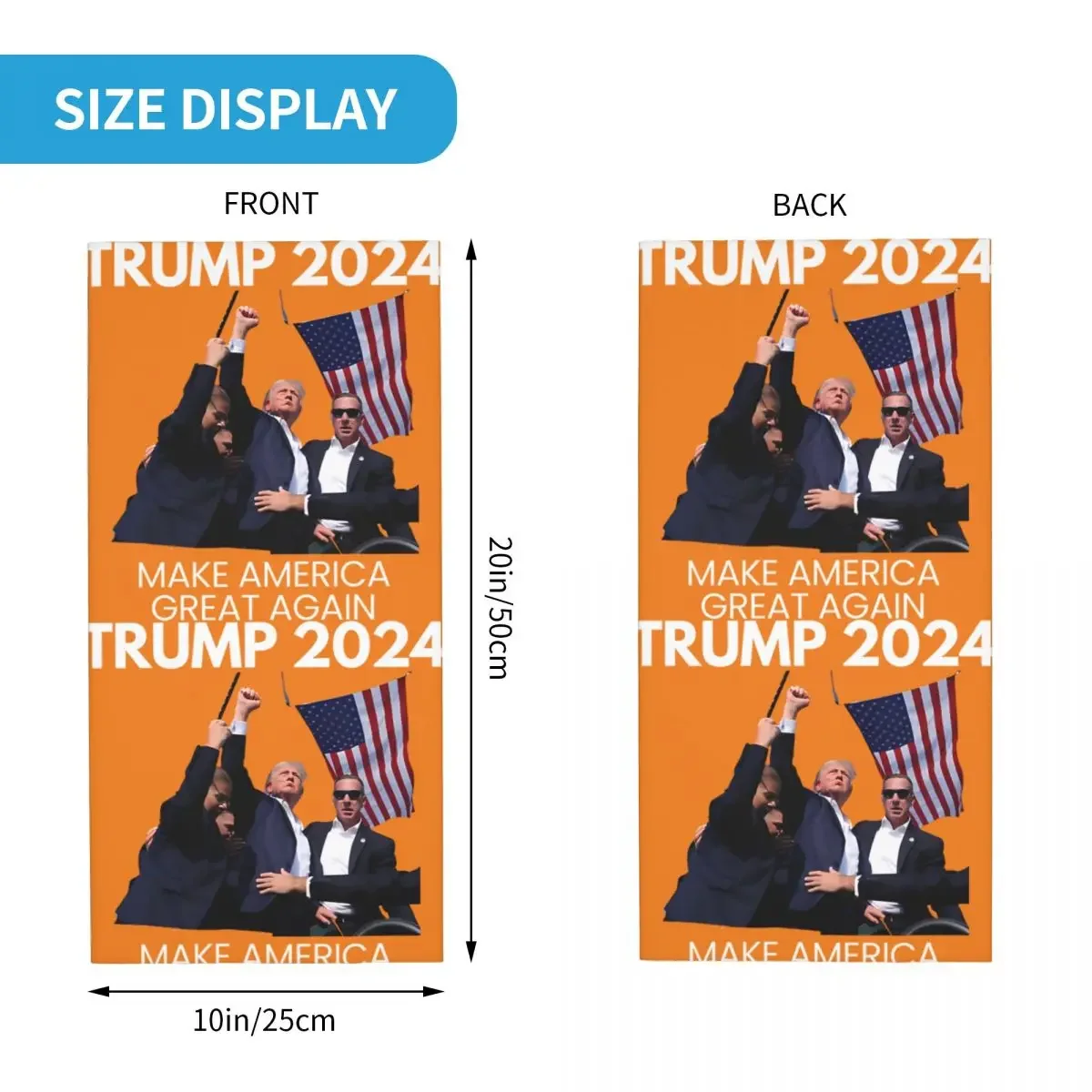 Trump Assassination Attempt 2024 Donald Trump Bandana Neck Gaiter Motocross Wrap Scarf Cycling Scarf Hiking Unisex All Season