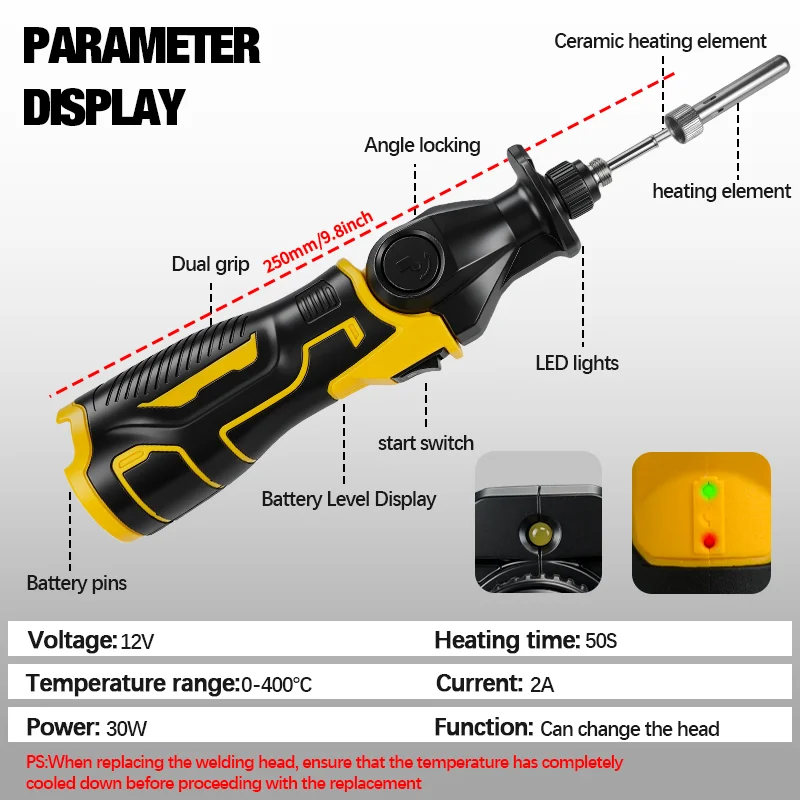 Electric Goddess Cordless Electric Soldering Iron Rechargeable Welding 30W 400℃ For 12V Makita Lithium Battery Repair Tool
