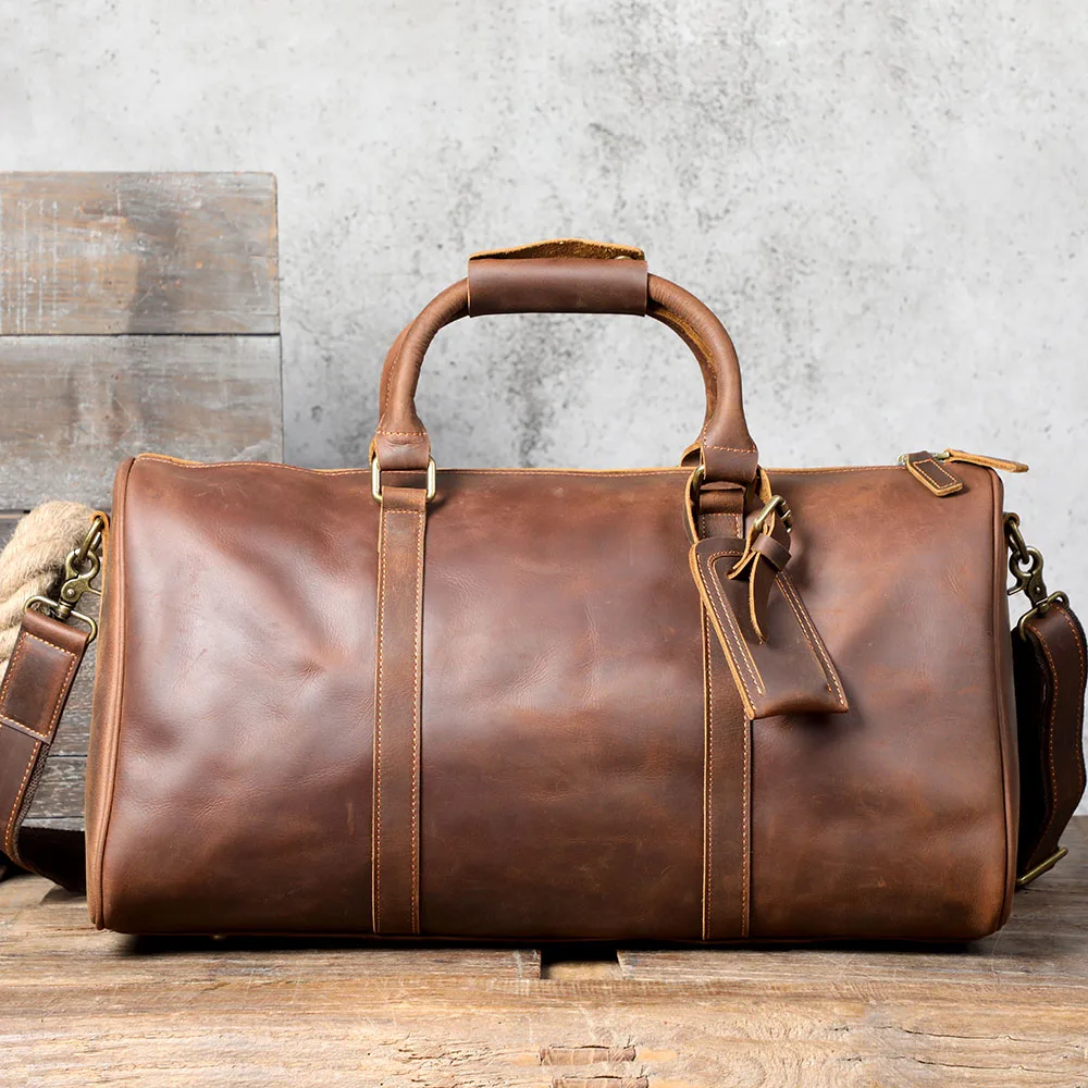 S.WORKER Vollnarbenleder-Reisetasche Große Kapazität Weekender-Reisetasche Echtleder-Sporttasche für Herren – Detail 7