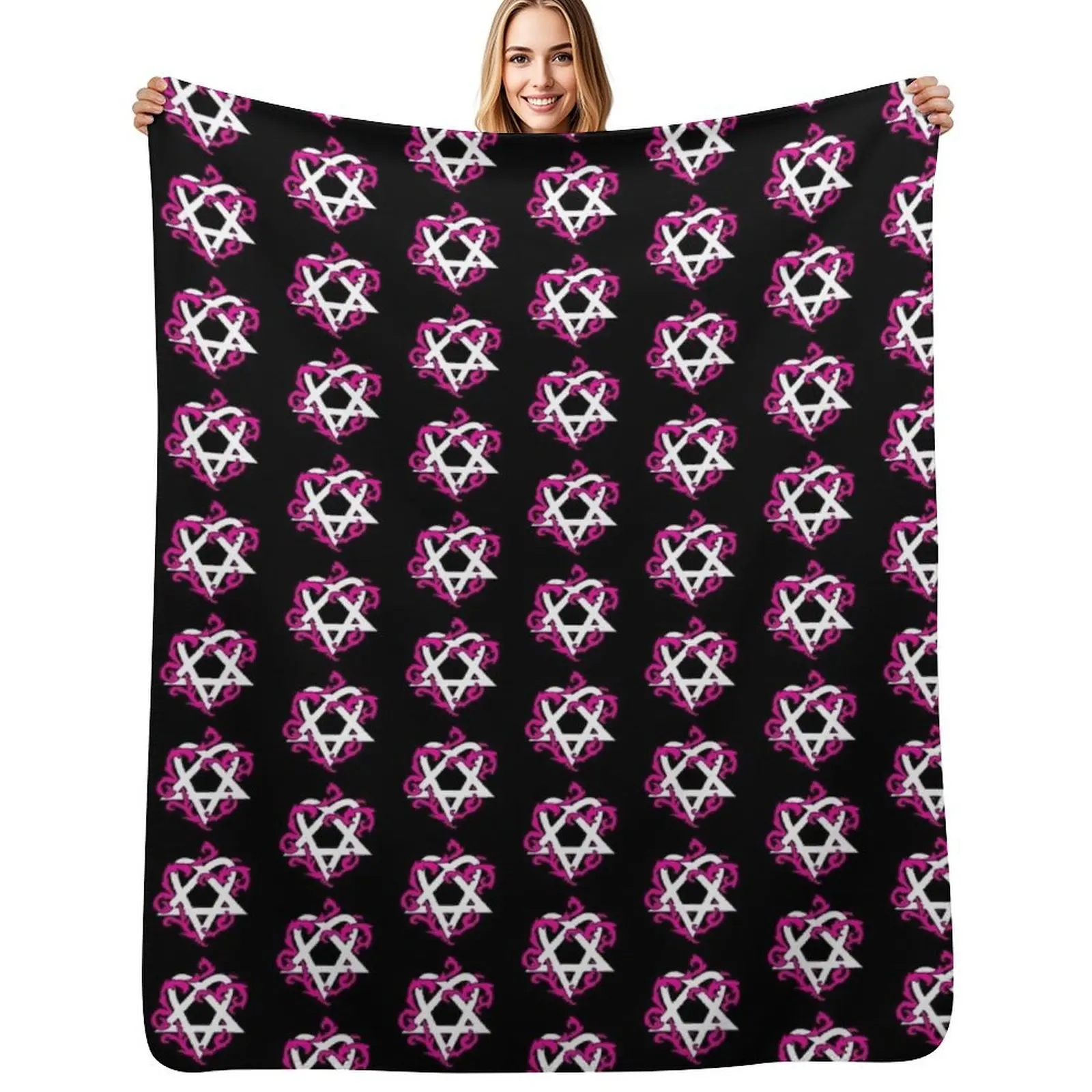 

Ville Valo Heartagram Tattoo Throw Blanket funny gift Polar Flannel Custom Blankets