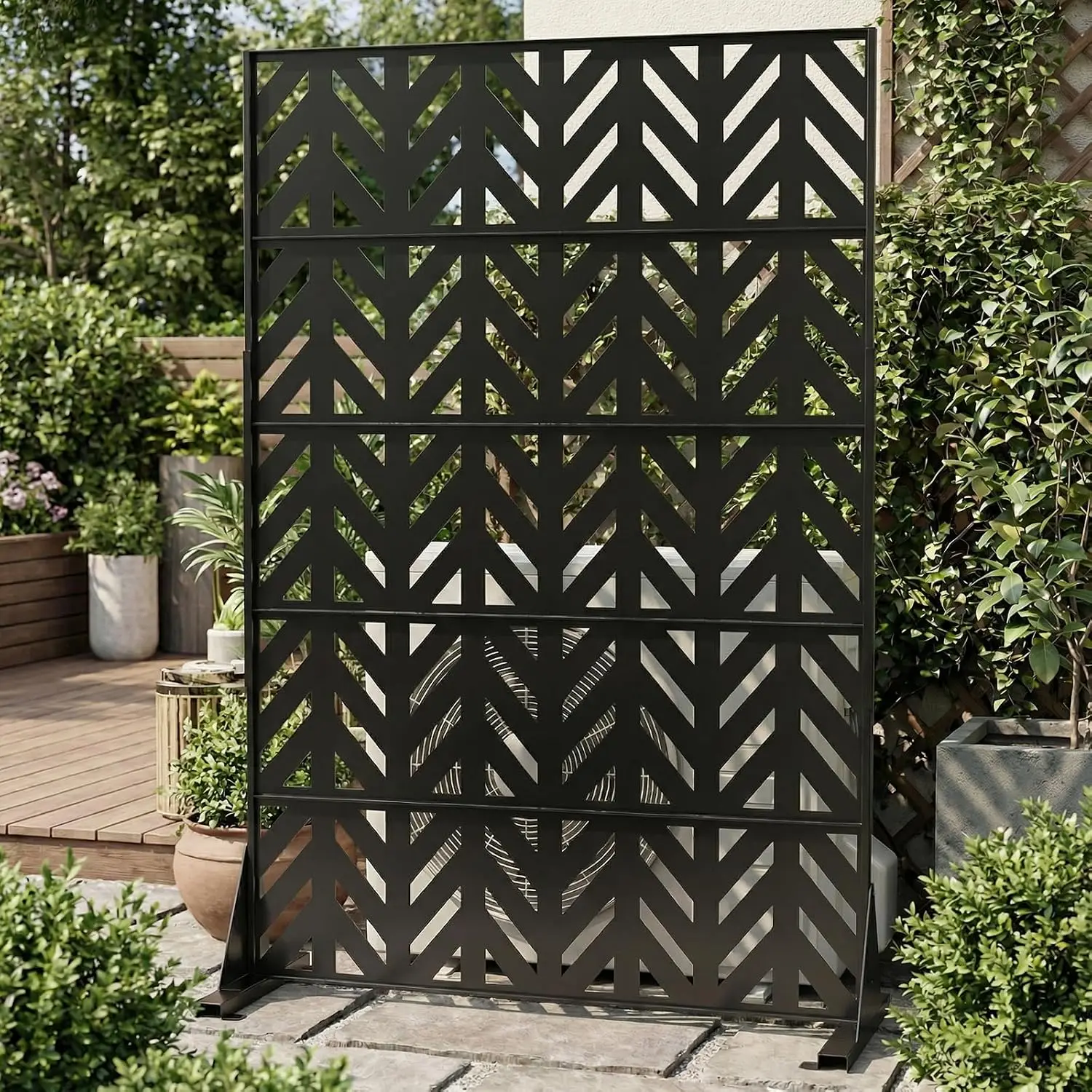 72" H x 47" W Metal Privacy Screen, Indoor Outdoor Privacy Fence Panels, Balcony Patio Screen Freestanding Panels, for Patio Gar