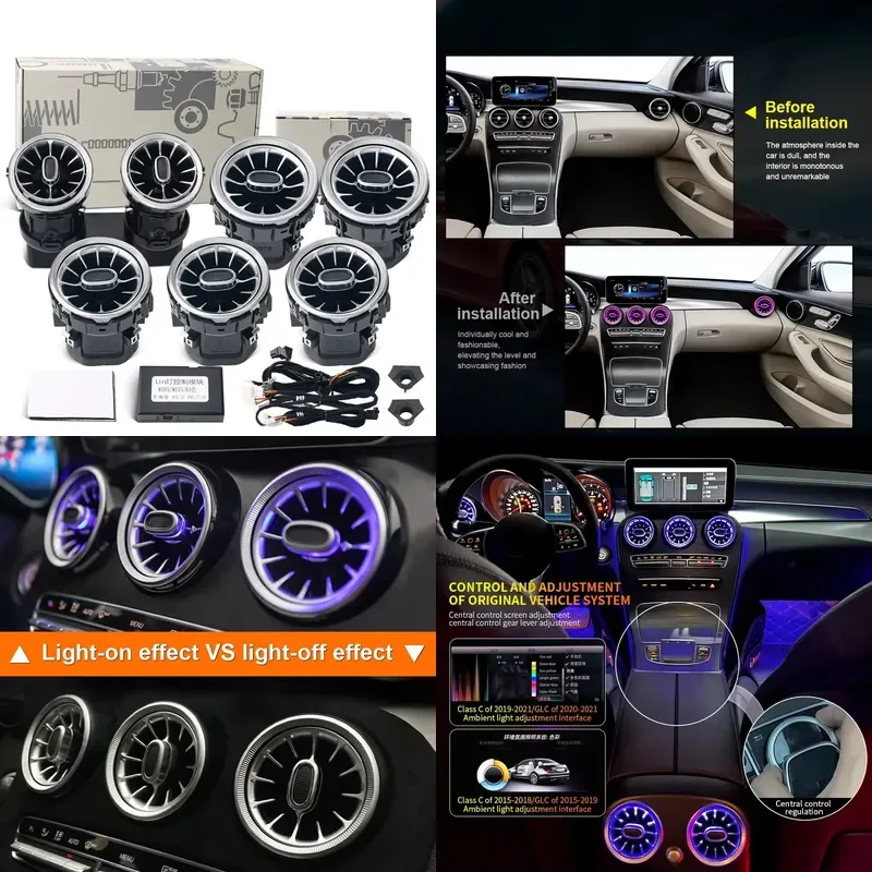 2026 hot sale for W205 C Class GLC X253 W213 E Class W222 S Class Air Vents RGB Ambient Light Turbine Nozzle