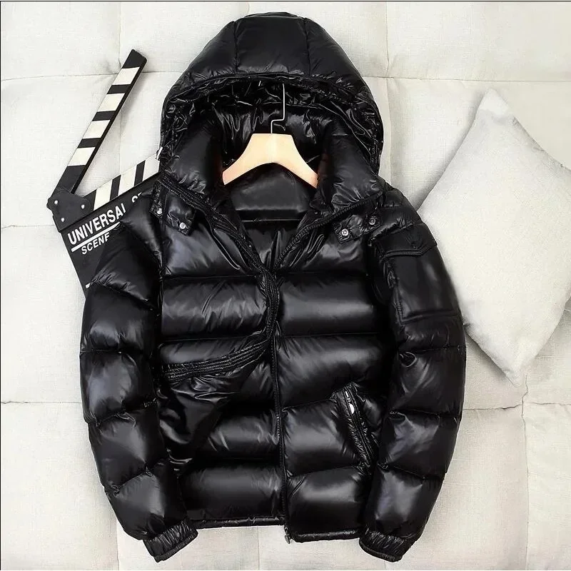 

Hooded Shiny Down Parkas High Quality Outdoor Windproof Warm Tops Winter Mens Casual White Duck Down Jackets Thicken Men Coats