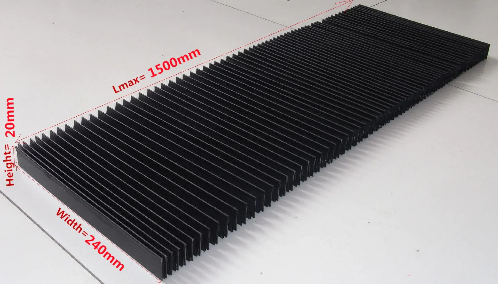 Profile flat bellows Width= 240 mm Height= 20 mm Lmax= 1500 mm