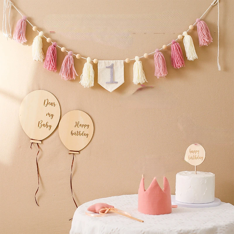 Living Room Holiday Decoration Baby Birthday Hat Banner Set Birthday Venue Decoration Props Baby Birthday Memorial Photo Props