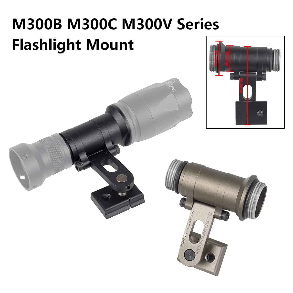 Tactical SureFire M300 M300B M300C M300V Light Series ARC Helmet Mount MICH2000 Helmet Side Guide Rail Fit For Weapon Flashlight