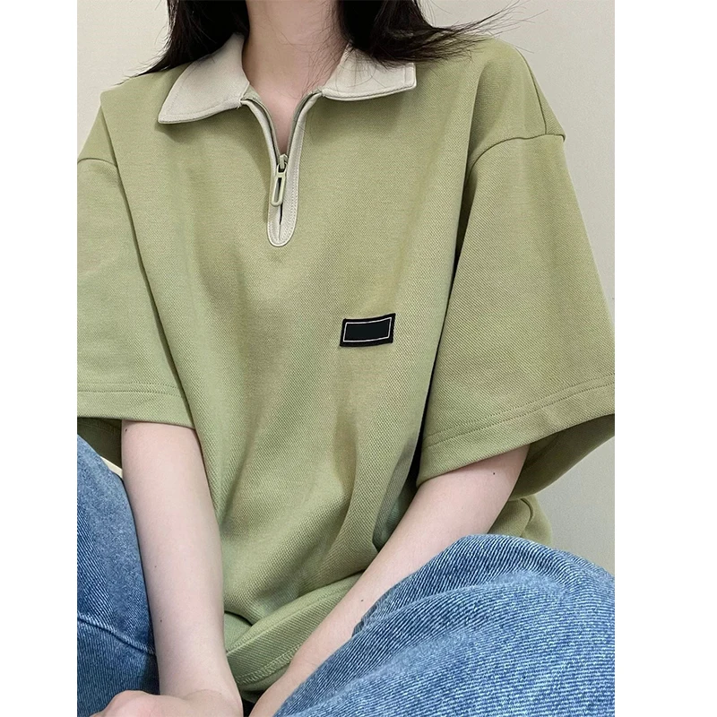 100% Cotton Summer Women Short Sleeve Polo T Shirts Fashion All-match Casual Harajuku 2xl Oversized Retro Daily Female Tops 2023