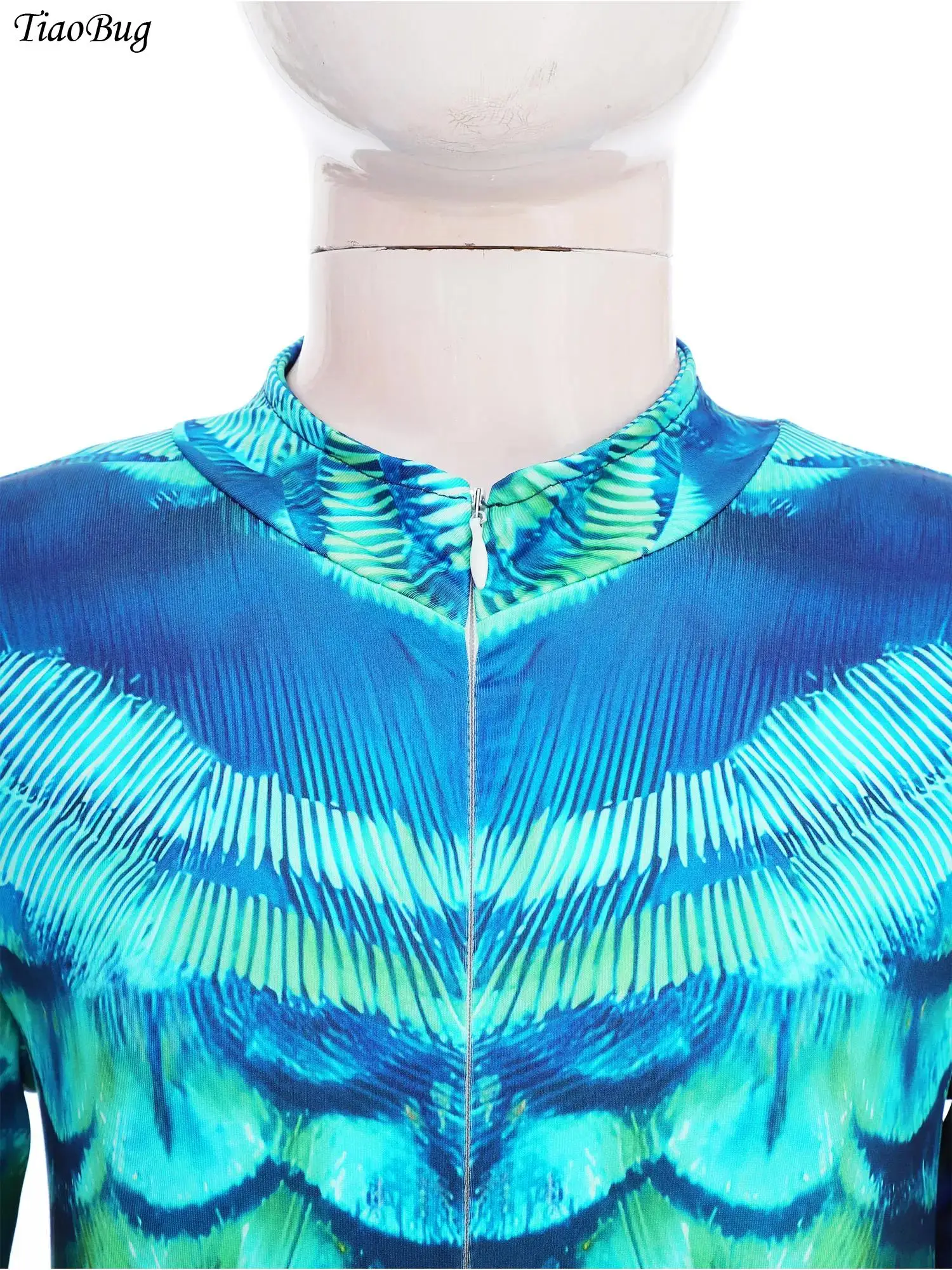 

Kids Girls One-piece Jumpsuit Swimwear Halloween Cosplay Costume Print Long Sleeve Slim Zipper Rompers Gymnastics Sport Leotard