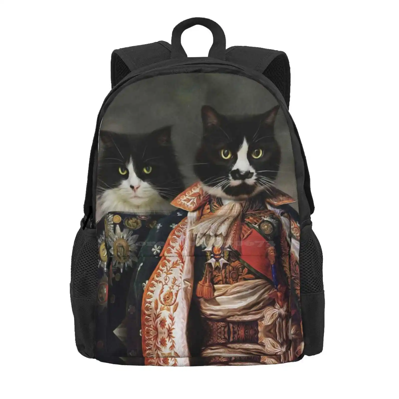 Cat Portrait - Michael And Hero Hot Sale Schoolbag Backpack Fashion Bags Pompous Pets Cat Images Cat Portraits Animal Art Regal