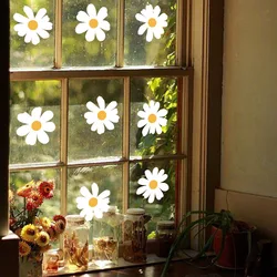 New White Small Daisy Stickers Bedroom Window Glass Decoration Wall Stickers Self-adhesive Wall Stickers DIY Sunflower Wallpaper