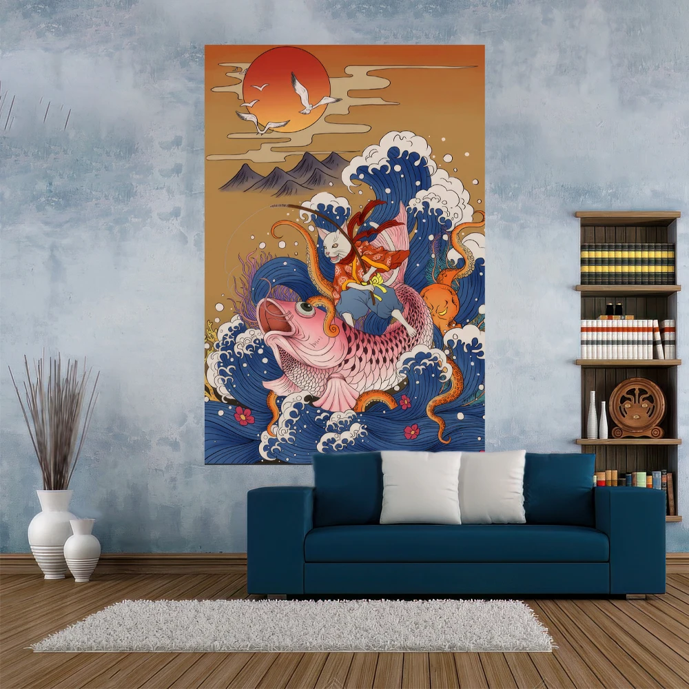 

XxDeco Home Decor Japanese Art Tapestry Ukiyo-E Printed Living Room Or Bedroom For Decoration Wall Hanging Background Cloth