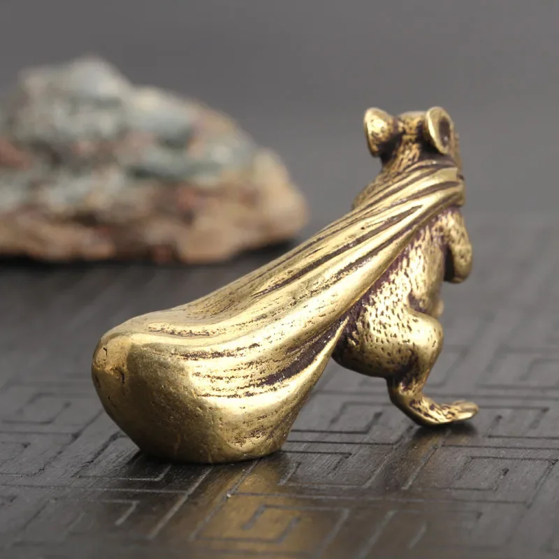 Copper Rat Figurine Home Decoration Living Room Brass Mouse Money Bag Feng Shui Desk Ornaments Good Lucky Wealth 2022