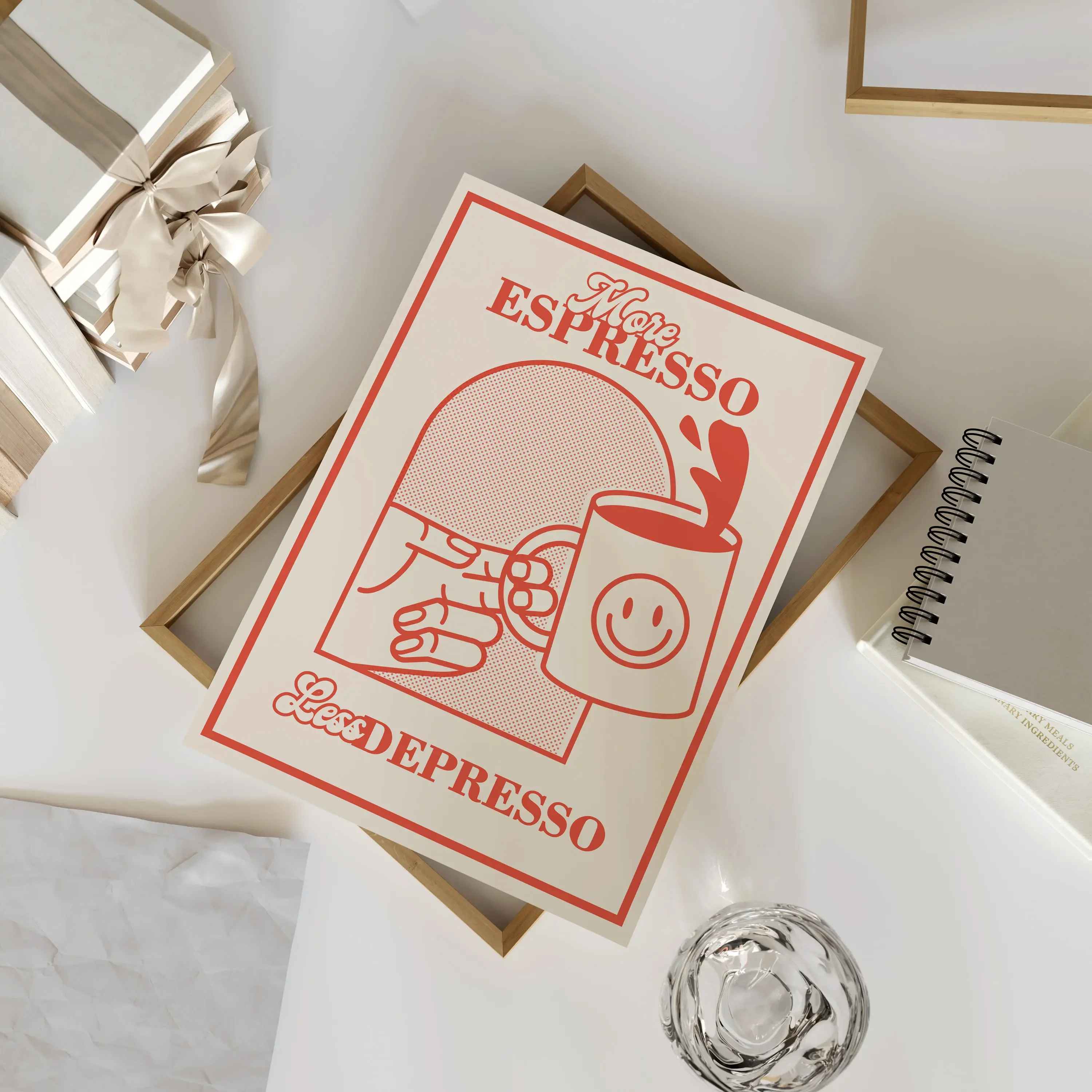 Coffee Poster Un Cafe Foodie Drawing More Espresso Less Depresso Print Trendy Canvas Wall Art Kitchen Home Decor