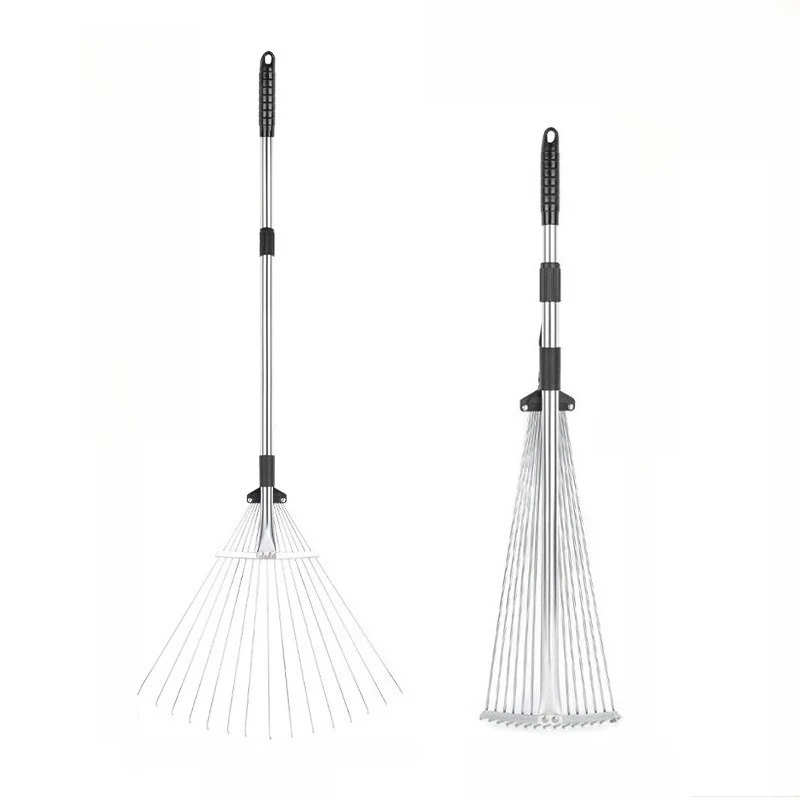 

2025 Высококачественные садовые грабли, регулируемая алюминиевая ручка, 15 зубьев, садовые ручные инструменты, металлические грабли, телескопические садовые грабли для листьев