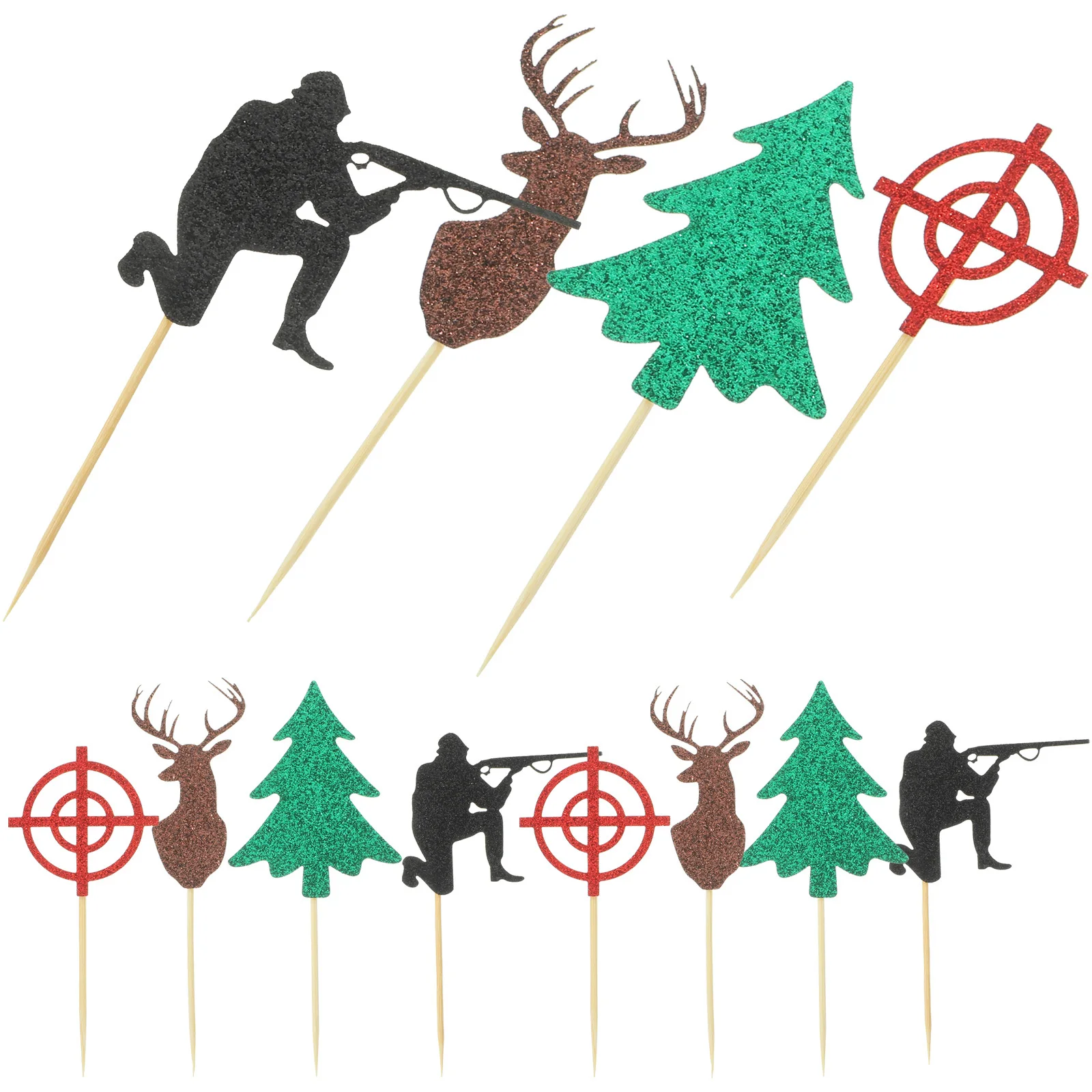 

12Pcs Birthday Cake Decoration Hunting Theme Cupcake Topper Set Sturdy Safe for Food Ornament Use Birthday Cake Decoration