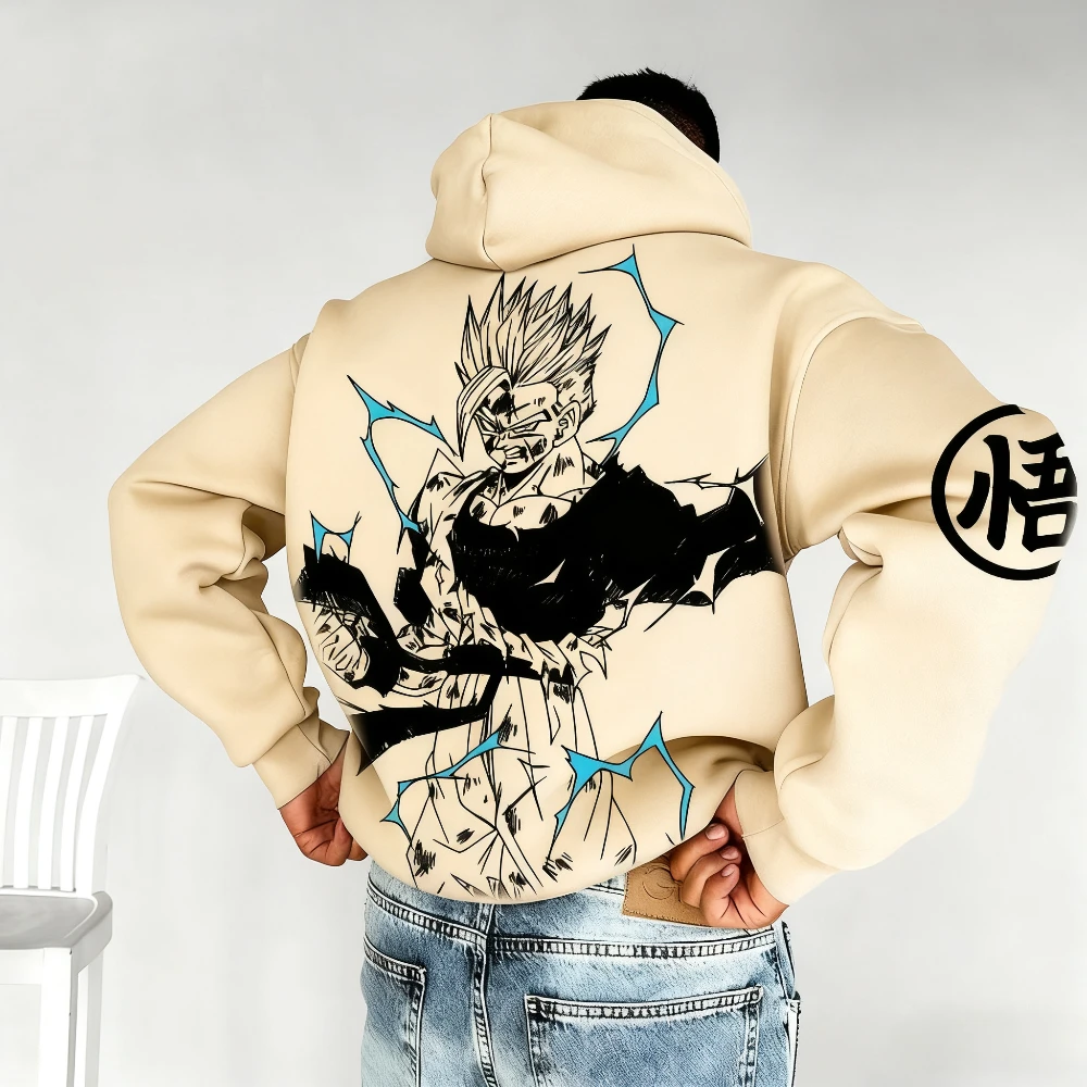 

New Dragon Ball Future Wofan Printed Men's Loose Edition Street Hoodie Spring and Autumn Dragon Ball Character Daily Casual Wear