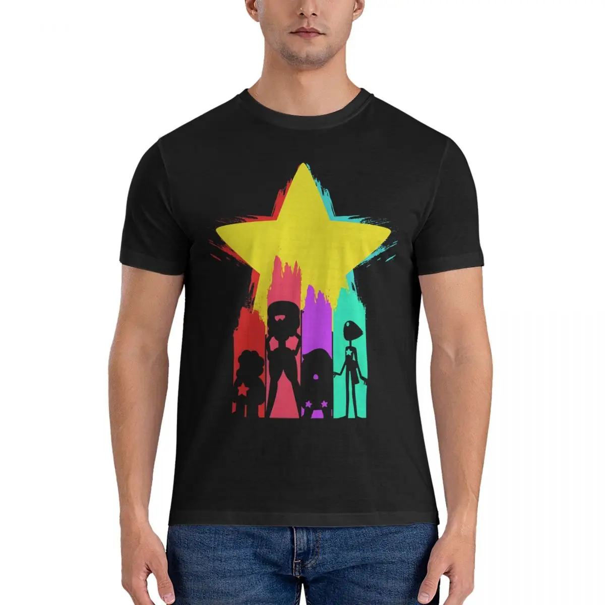 Funny Star T-Shirts Men Round Collar Cotton T Shirt Steven Universe Short Sleeve Tees Printed Clothes