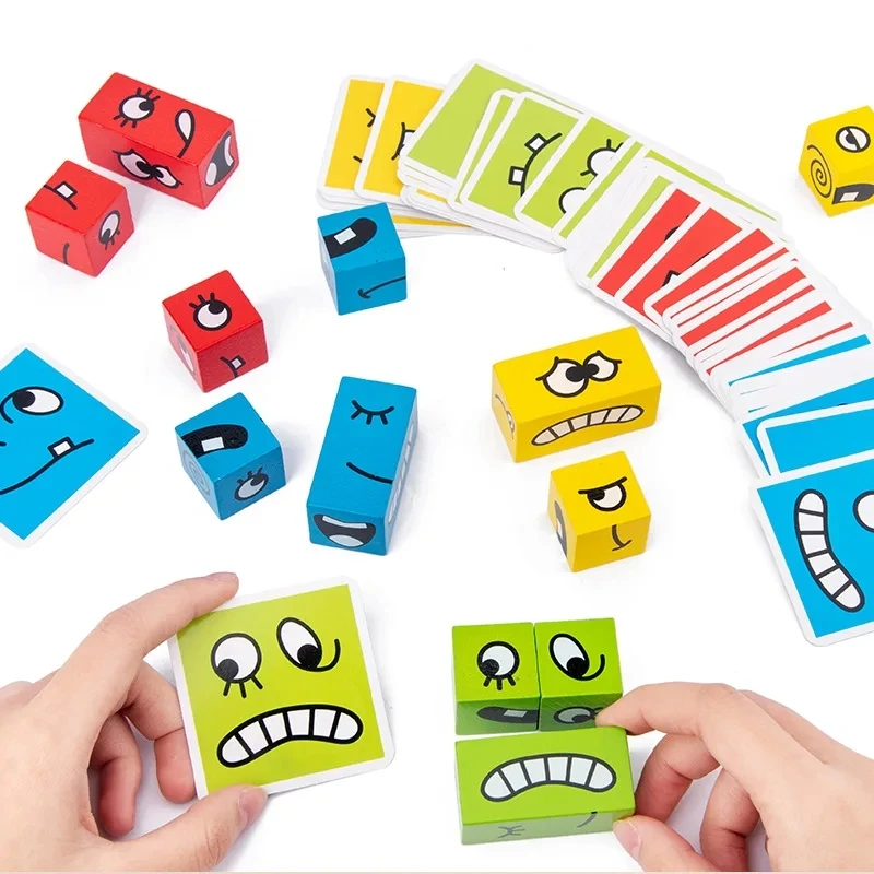 Face Change Cube Game Toy para Crianças, Expressão Montessori Quebra-cabeça, Blocos de Construção Brinquedos, Aprendizagem Precoce, Jogo Educacional, Presente