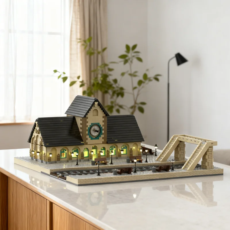 

4005pcs MOC Train Station City Trains Model Building Blocks Toy Gift Creative Display Collectible Desk Premium Adult Kids Home