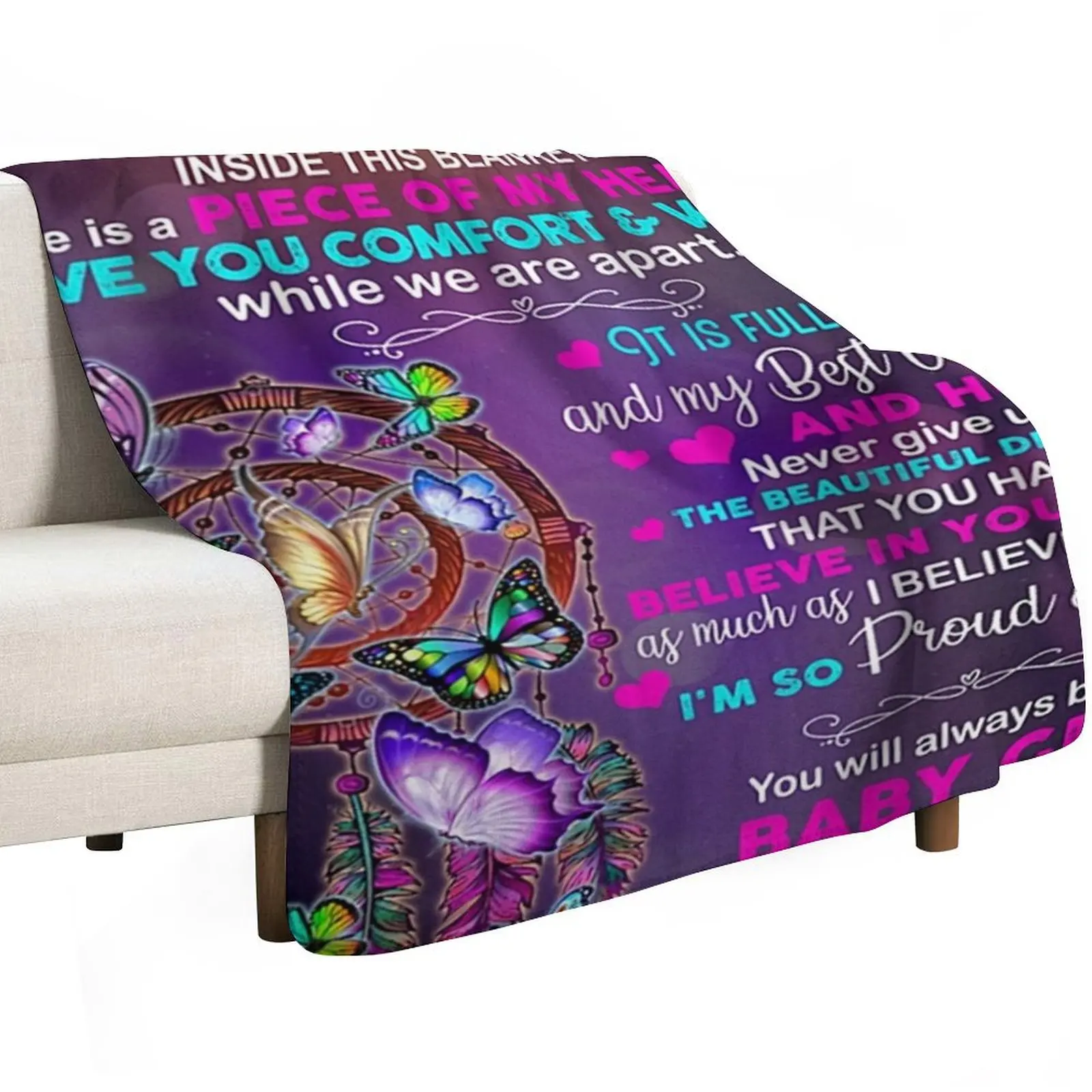 To My Daughter Inside This Blanket Throw Blanket Multi-Purpose Comforter for winter bed plaid Retros Bed linens Blankets