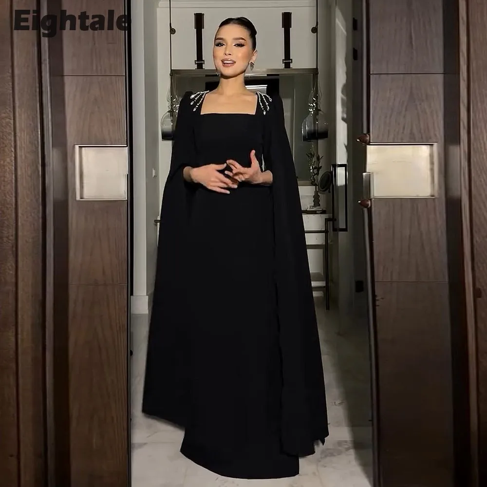 

Eightale Arabic Evening Dress for Wedding Party Cap Sleeves Beaded Mermaid Customized Prom Gown Vestido De Gala Noche Mujer