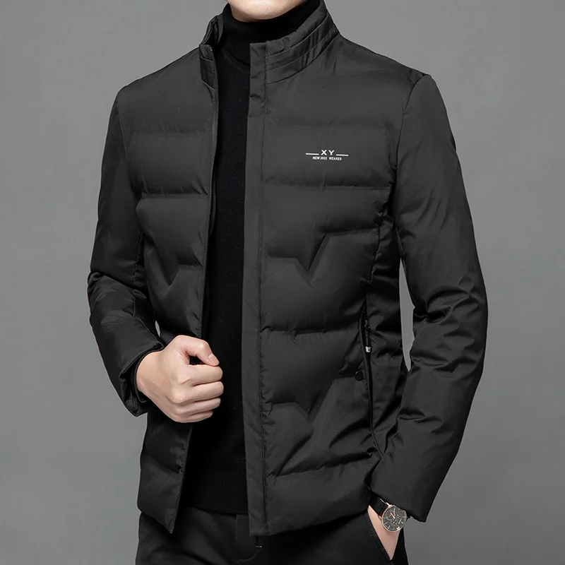 Chaqueta de algodón para hombre, Parka gruesa y cálida con cuello levantado, informal, ajustada, para invierno, novedad de 2021