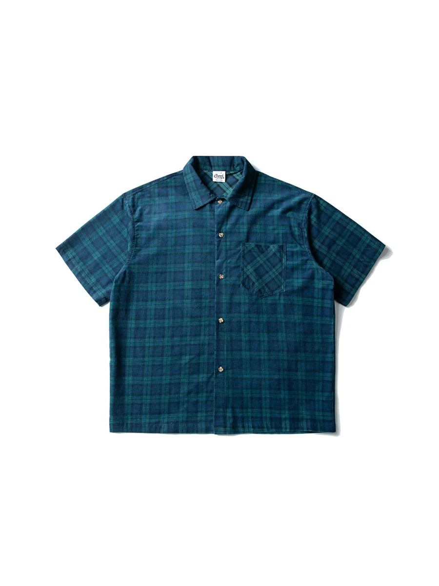 

CROW Summer 2025 Vintage Plaid ort Sve Loose irt Youth Artistic Sle Casual Loose Top for Teens