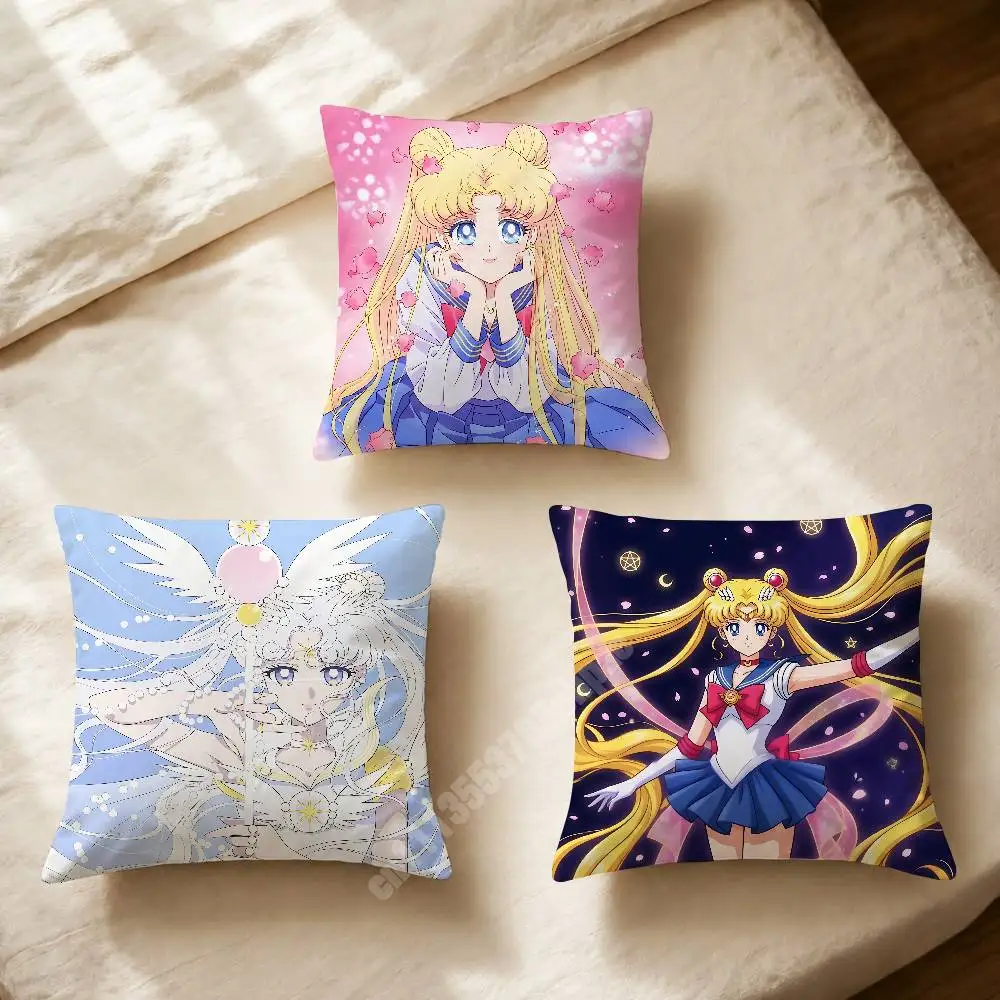 S-Sailor Usagi M-Moon Tsukino Magic Girl Pillow Cover Sofa Couch Cushion Case Creative Workspace Accent Home Decor
