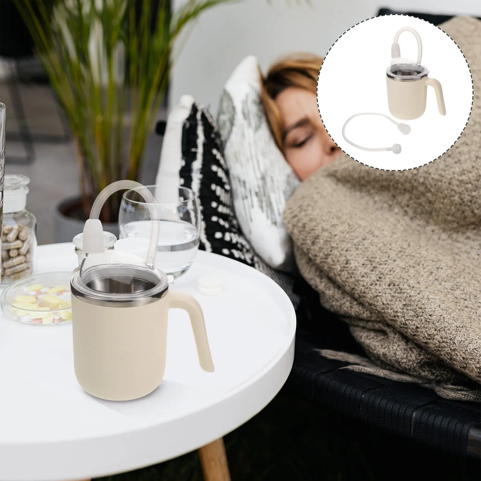 

450Ml Ergonomic Dysphagia Drinking Cup for Elderly Seniors Spill Proof Anti Choking Liquid Feeding Mug with Flow Regulator Soft