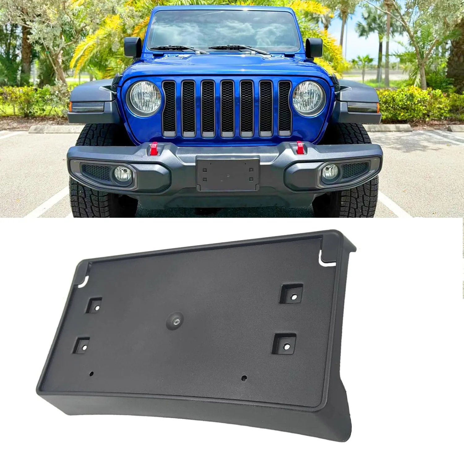 Front License Plate Frame for Jeep Wrangler JL JLU Gladiator JT 2018-2026 Plastic Bumper ONLY License Plate Bracket Holder