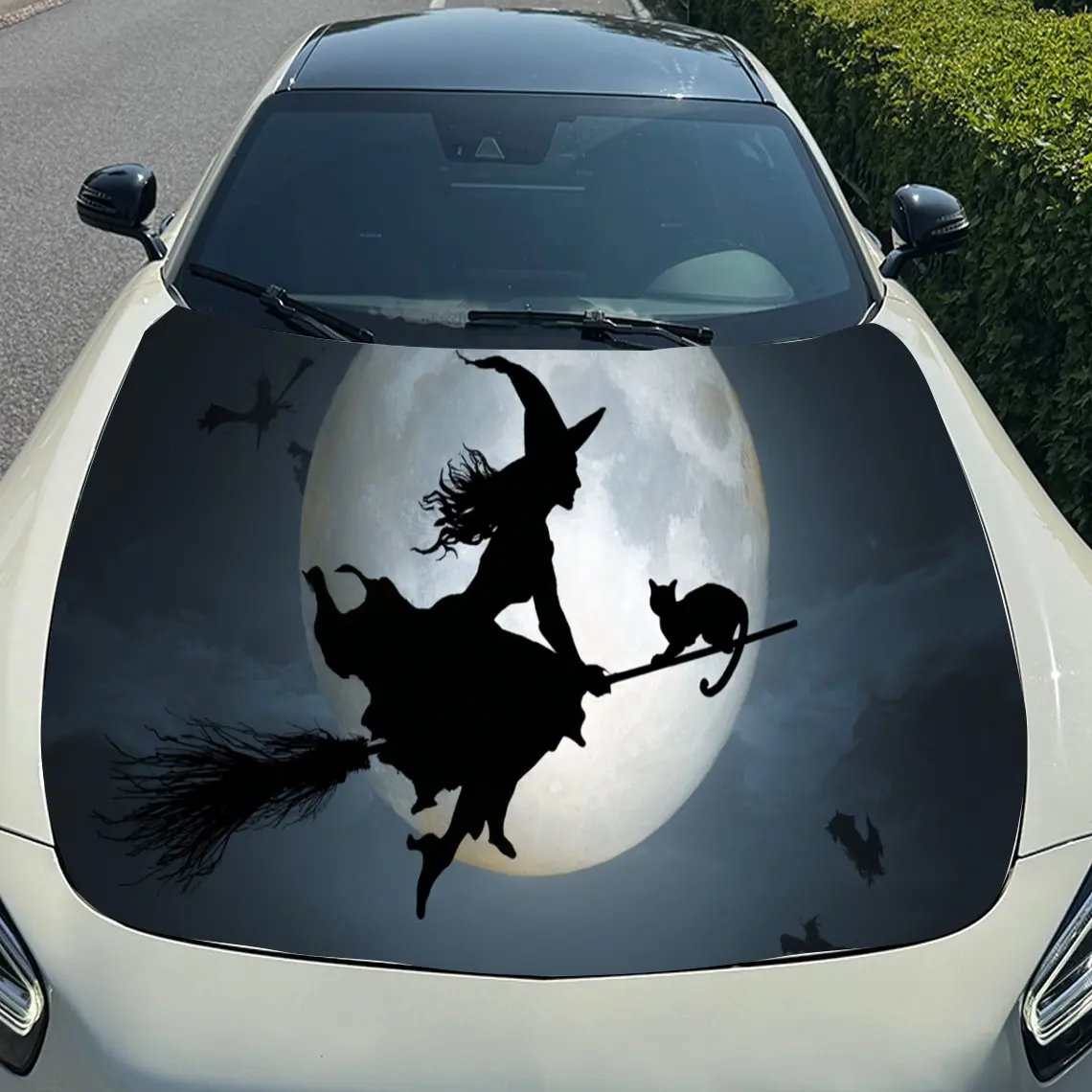 ملصقات الفينيل لغطاء السيارة من The Flying Witch and the Black Cat لحماية سطح السيارة وغطاء تزيين السيارة من الفينيل يلتف Waterpr #4