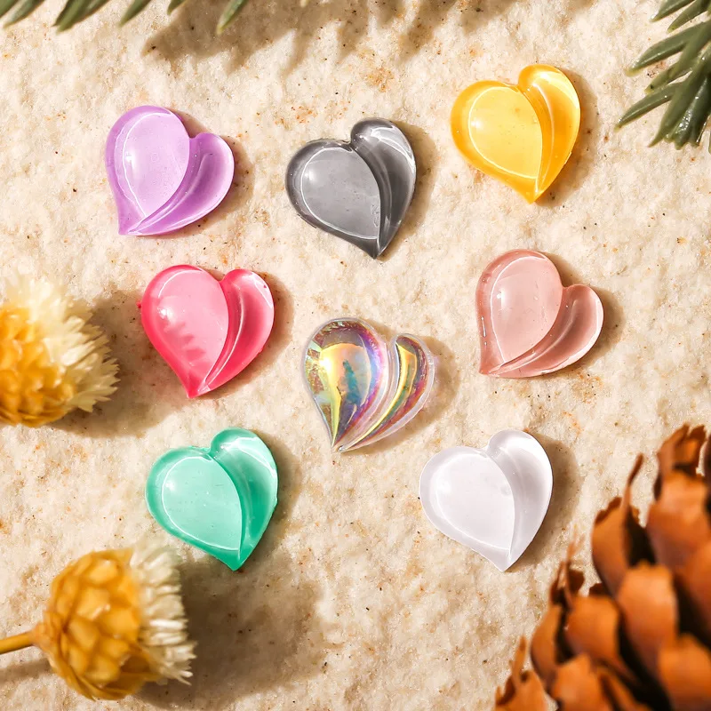 50PCS 3D Flatback Honey Peach Heart Nail Art Charms Rhinestones Accessories Parts For Nails Decoration Manicure Decor Supplies