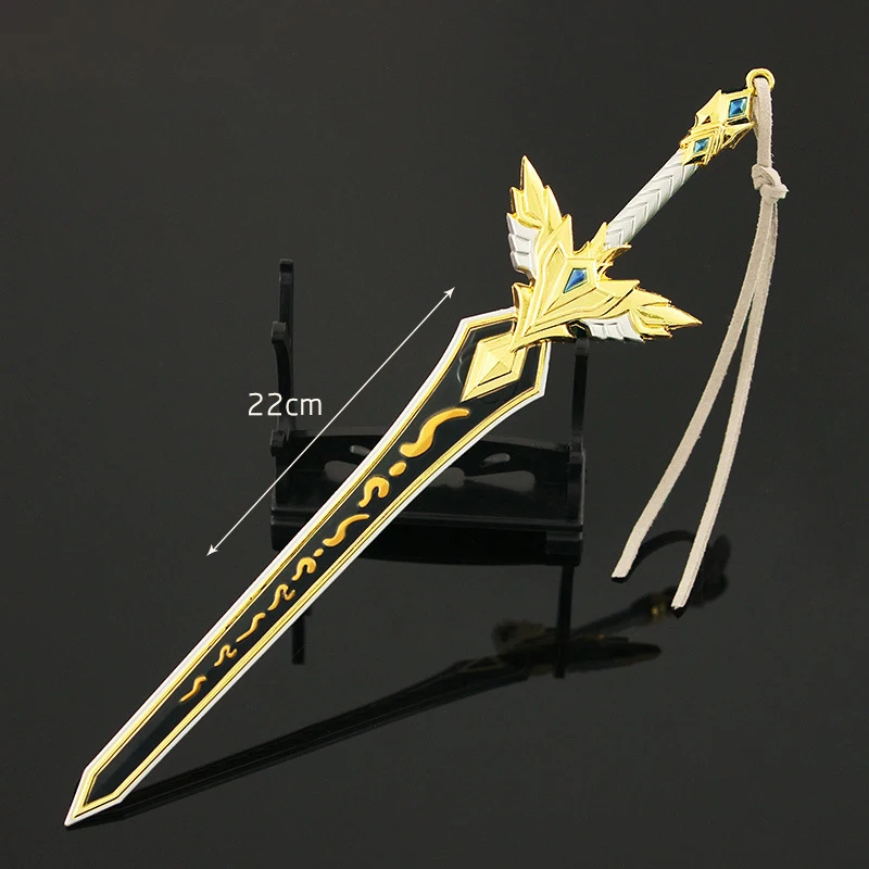 Anime Peripheral Keychain 22cm God Seal Throne Bright Son of Creation Brilliant and God Seal Knight Alloy Sword Weapon Model Toy