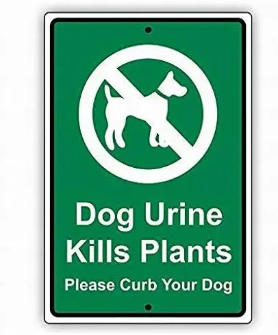 Safety Tin Sign 8x12 Inches - Danger Sign Dog Urine Kills Plants Please Curb Your Dog - Warning Outdoor Street Decor sign