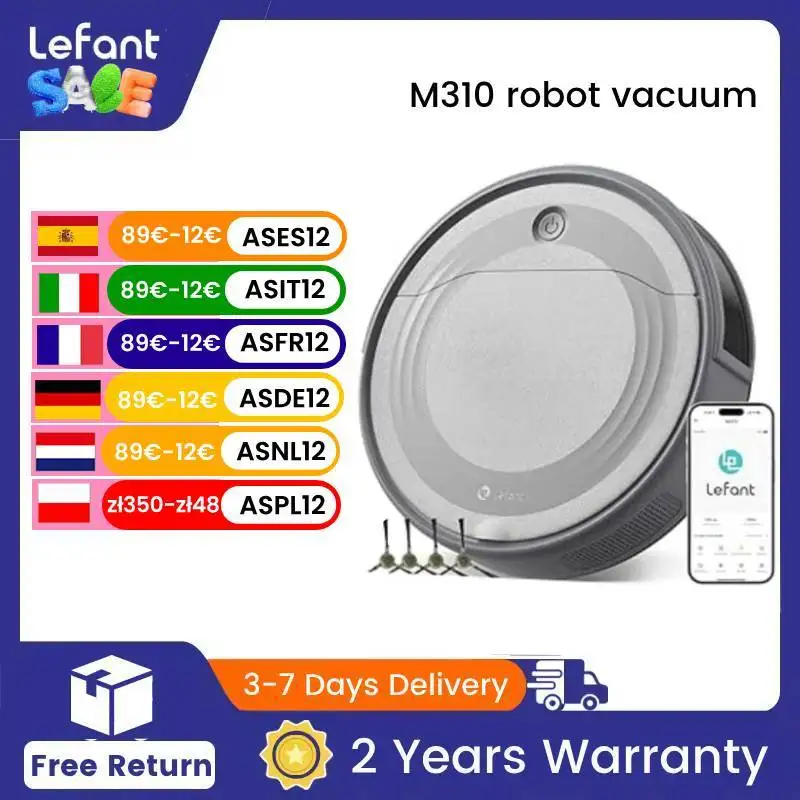 Lefant M310 Robot Vacuum Cleaner 4500PA Powerful Suction 180 Minutes,App/Alexa Control Ideal for Pet Hair and Hard Floors