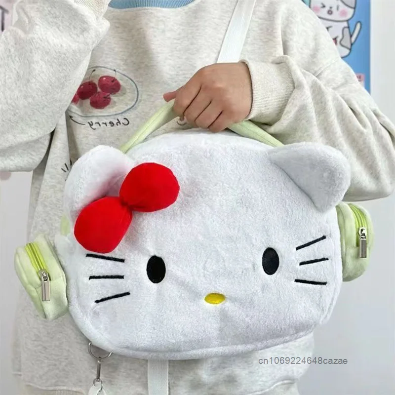 Hello Kitty Cute Unique Design Plush Backpack Sweet Y2k Girl Kawaii Cartoon Shoulders Bag Japanese Style Harajuku New Backpcak