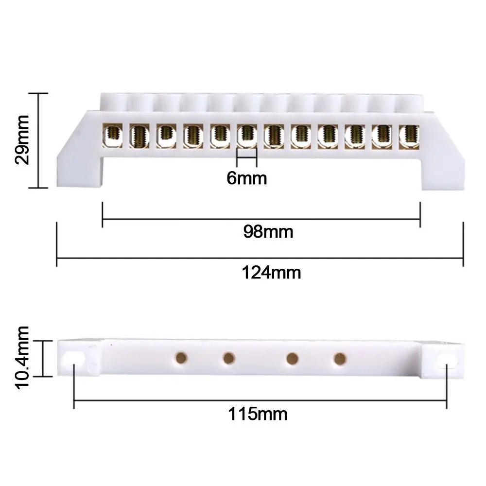 Bridge Type Zero Line Ground Bar Grounding Copper Bar Distribution Box to Zero Terminal Block Connector Earth Neutral 5-12 Hole